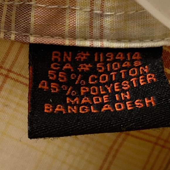 Wolverine Orange Plaid Mens Large Button Down Collared Short Sleeve - Picture 12 of 12